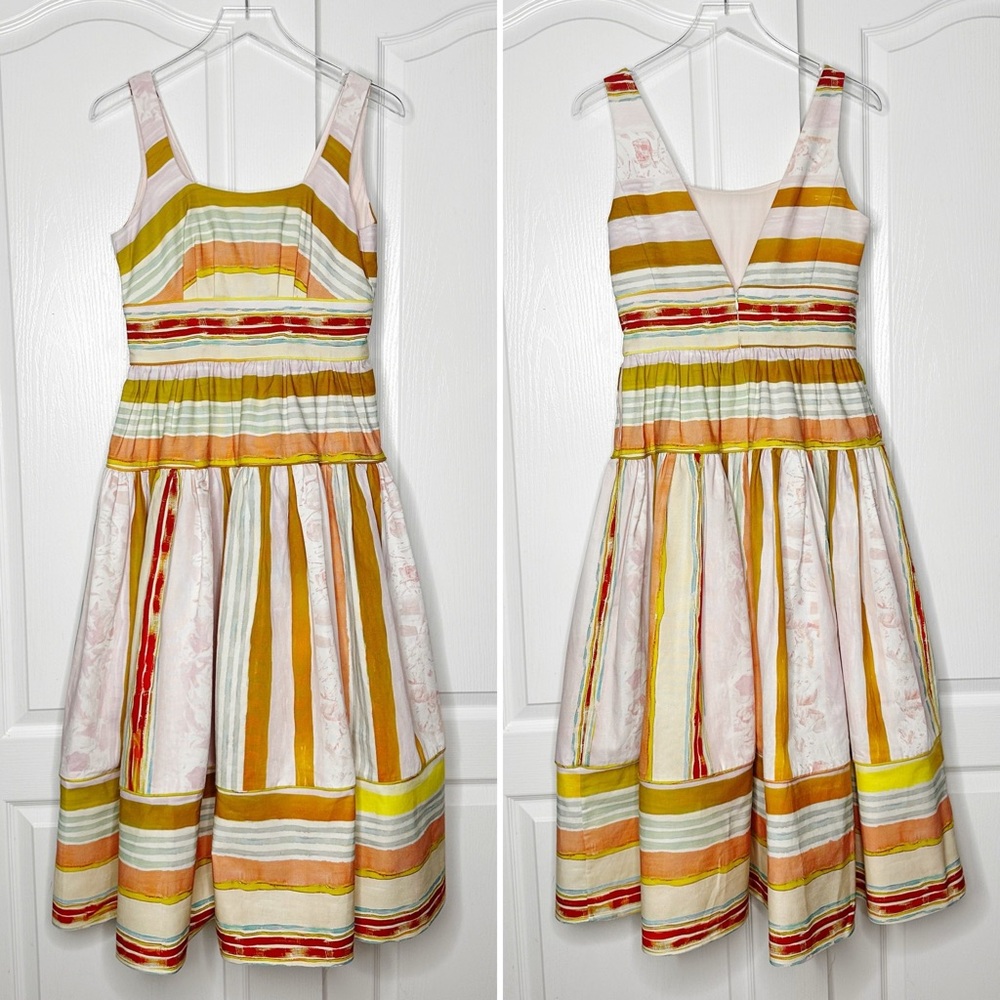 Hunter Bell Mara Abstract Stripe Midi Dress NWT Size 4 - Picture 5 of 14